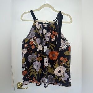 LOFT Muted Floral Halter with Bow detail